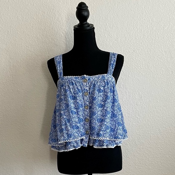 FREE PEOPLE Sweet Caroline Ruffled Layered Cropped Tank Top Women’s Size… - Picture 4 of 9